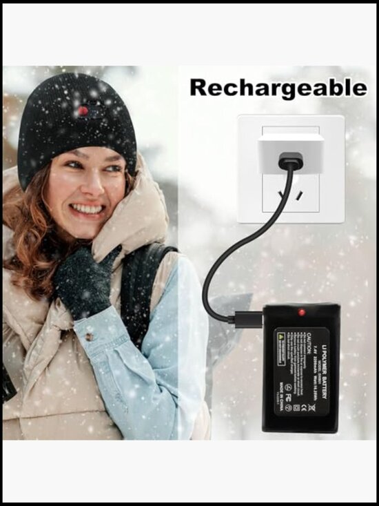 Rechargeable Heated Beanie Hat with 3 Heat Settings, 100% Acrylic Fabric, Dr.Warm Heated Hat for Men Women, APP Control Electric  main image 4